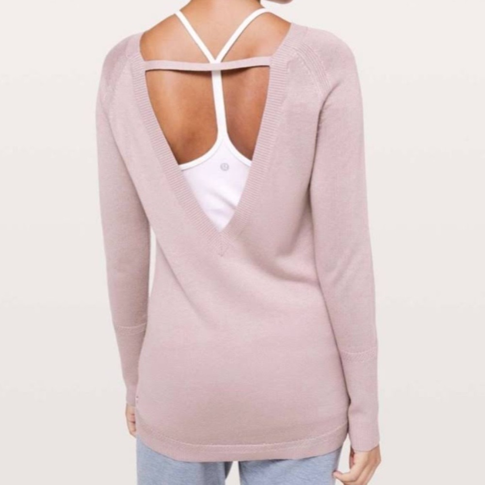 Lululemon Unity Drop Back Sweater Womens size 6 blush Knit Pullover Athleisure
